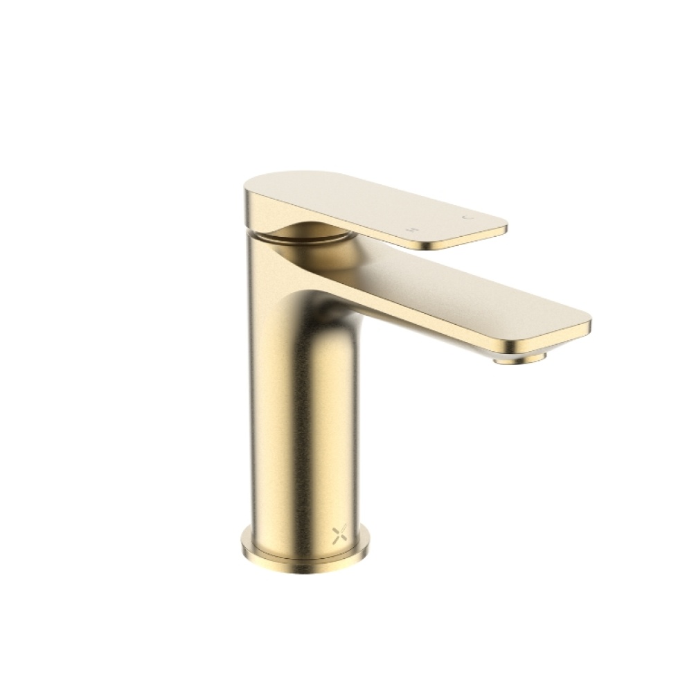 Product Cut out image of the Crosswater Fuse Brushed Brass Basin Monobloc